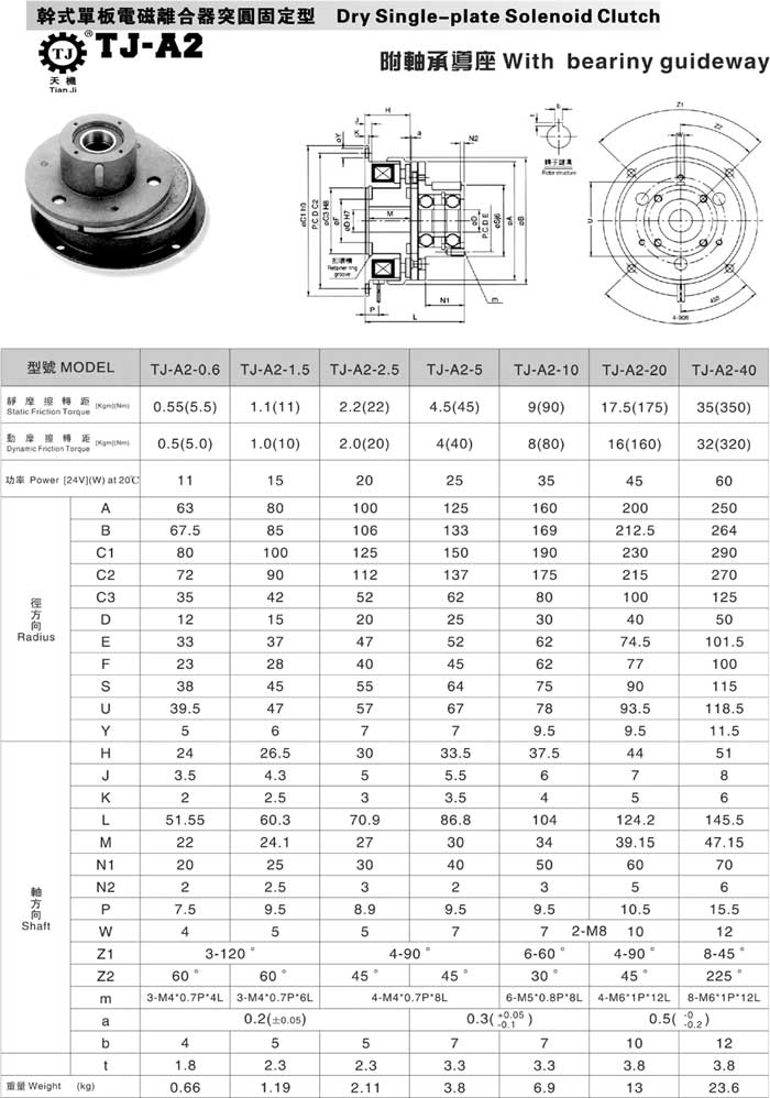 電磁離合器參數