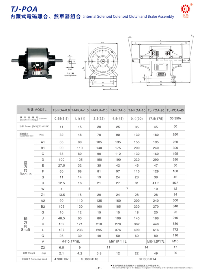 內藏式電磁離合剎車器組合